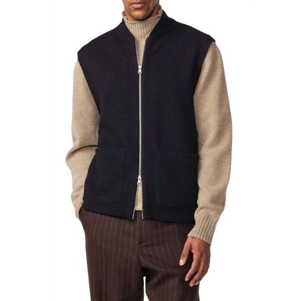NEW NN07 boiled merino vest in black